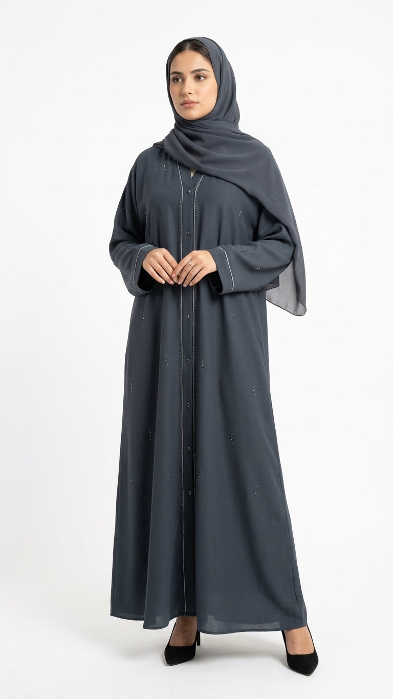 Luxe TikTok Fabric Minimalist Front-Open Abaya