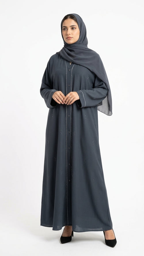 Luxe TikTok Fabric Minimalist Front-Open Abaya