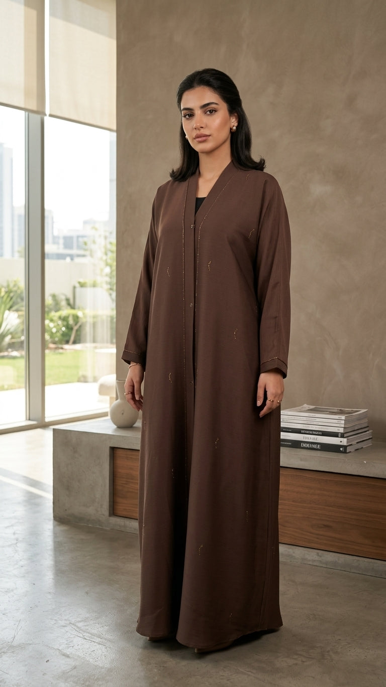 Luxe TikTok Fabric Minimalist Front-Open Abaya