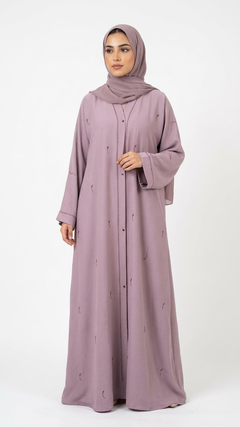 Luxe TikTok Fabric Minimalist Front-Open Abaya