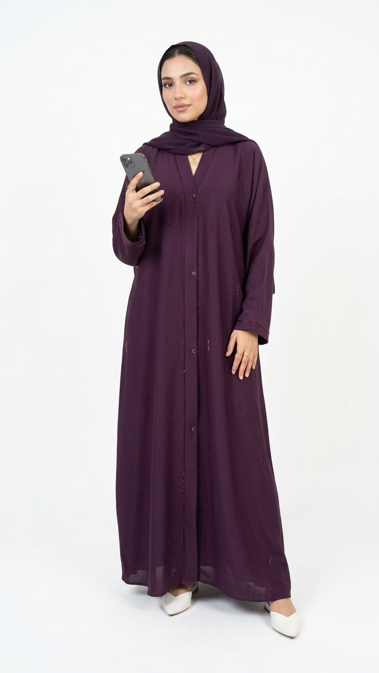 Luxe TikTok Fabric Minimalist Front-Open Abaya