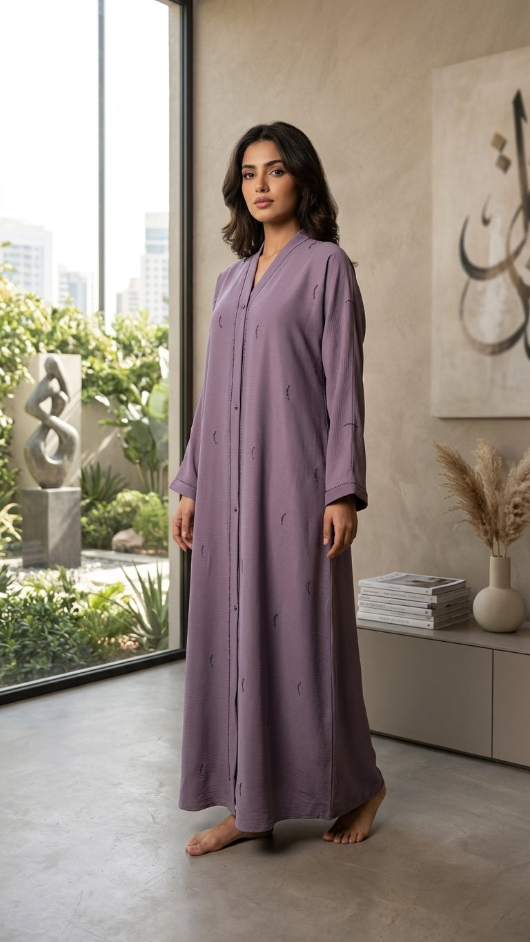 Luxe TikTok Fabric Minimalist Front-Open Abaya