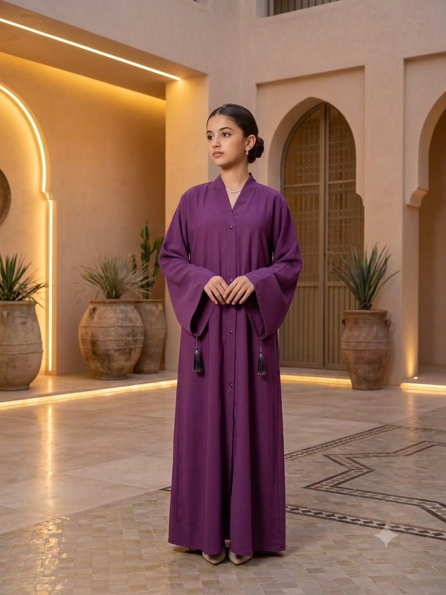 Royal Plum Tassel Abaya