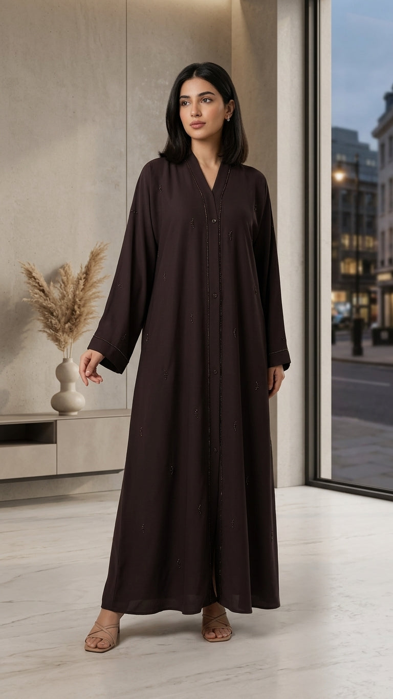 Luxe TikTok Fabric Minimalist Front-Open Abaya