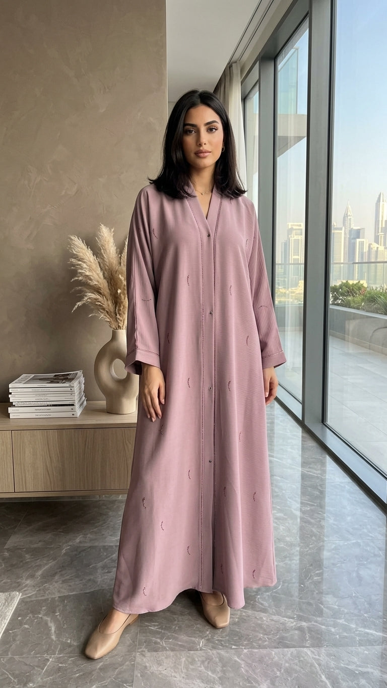 Luxe TikTok Fabric Minimalist Front-Open Abaya